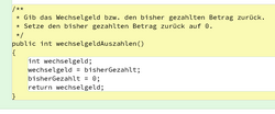 Beispiel lokale Variable BlueJ